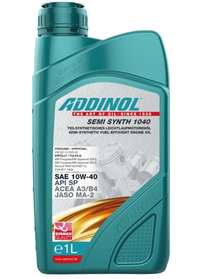 ADDINOL Semi Synth 1040 is a fuel saving semi synthetic fuel economy oil in SAE-grade 10W40